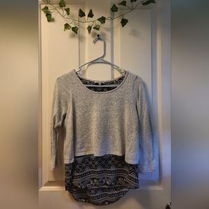 Grey & Black Design Top